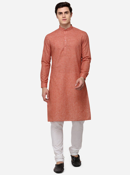 Maroon Striped Regular Fit Modi Kurta | JadeBlue