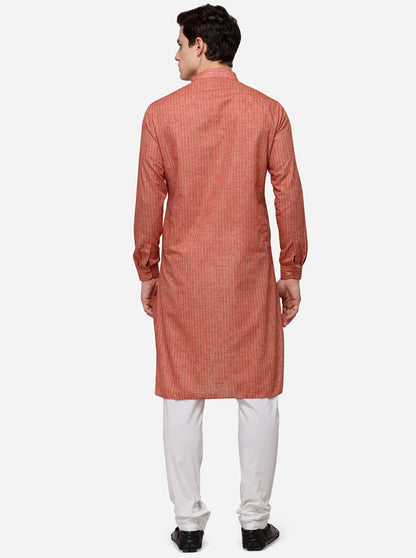 Maroon Striped Regular Fit Modi Kurta | JadeBlue