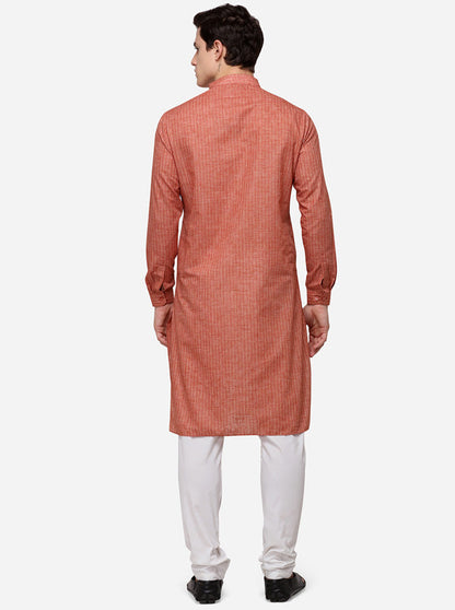 Maroon Striped Regular Fit Modi Kurta | JadeBlue