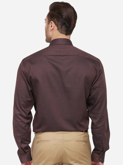 Brown Dobby Regular Fit Formal Shirt | JadeBlue