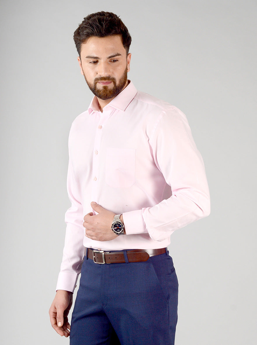 Pink Self Design Regular Fit Formal Shirt | JadeBlue