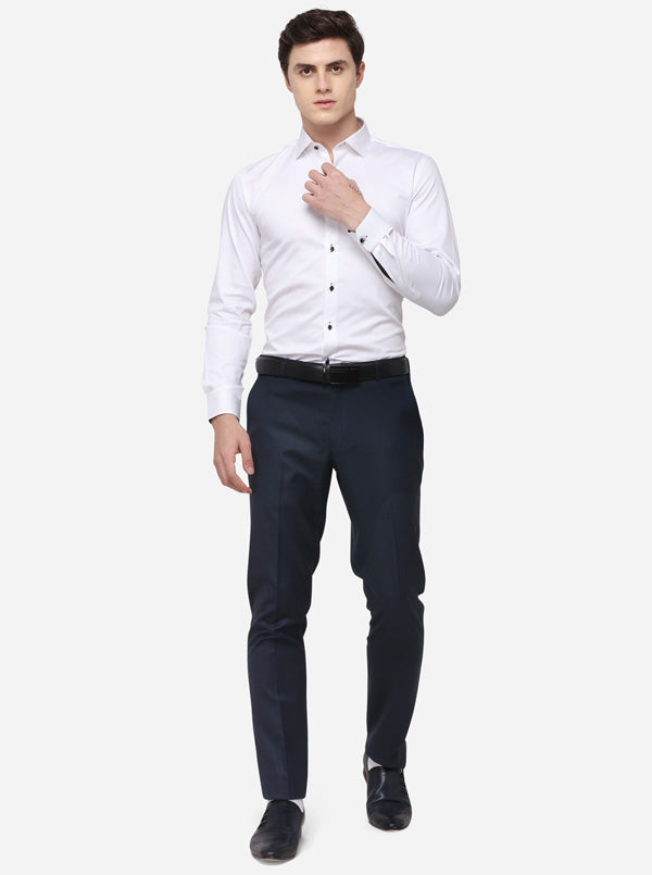 White Solid Slim Fit Party Wear Shirt | JB Studio