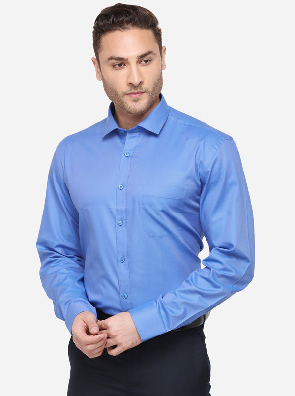 Turquoise Blue Solid Regular Fit Formal Shirt | JadeBlue