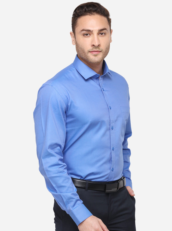 Turquoise Blue Solid Regular Fit Formal Shirt | JadeBlue