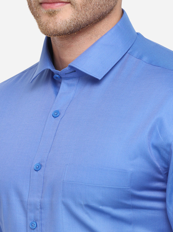 Turquoise Blue Solid Regular Fit Formal Shirt | JadeBlue