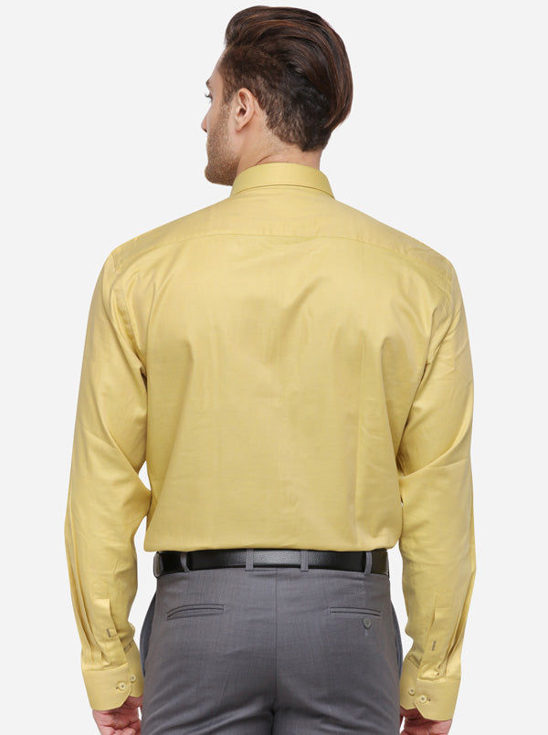 Yellow Solid Regular Fit Formal Shirt | JadeBlue