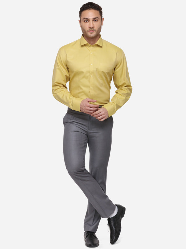 Yellow Solid Regular Fit Formal Shirt | JadeBlue