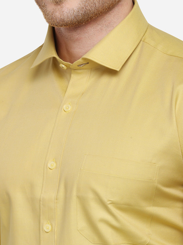 Yellow Solid Regular Fit Formal Shirt | JadeBlue