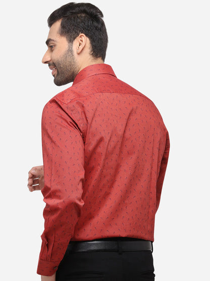Red Printed Regular Fit Formal Shirt | JadeBlue