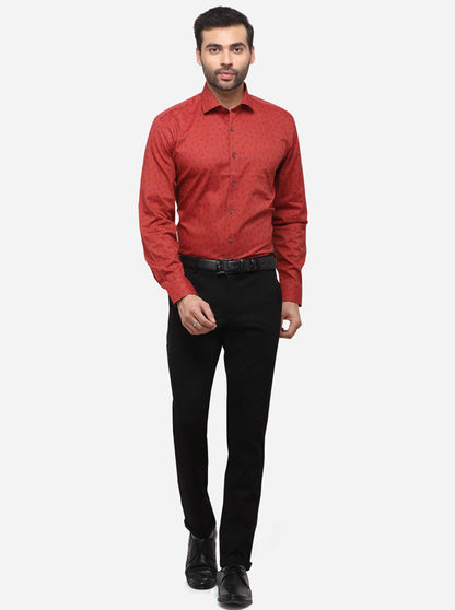 Red Printed Regular Fit Formal Shirt | JadeBlue