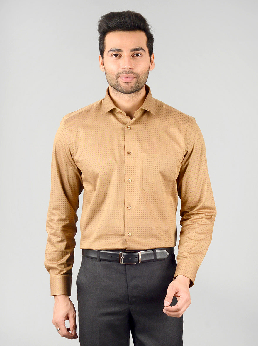 Tortilla Brown Dobby Regular Fit Formal Shirt | Greenfibre