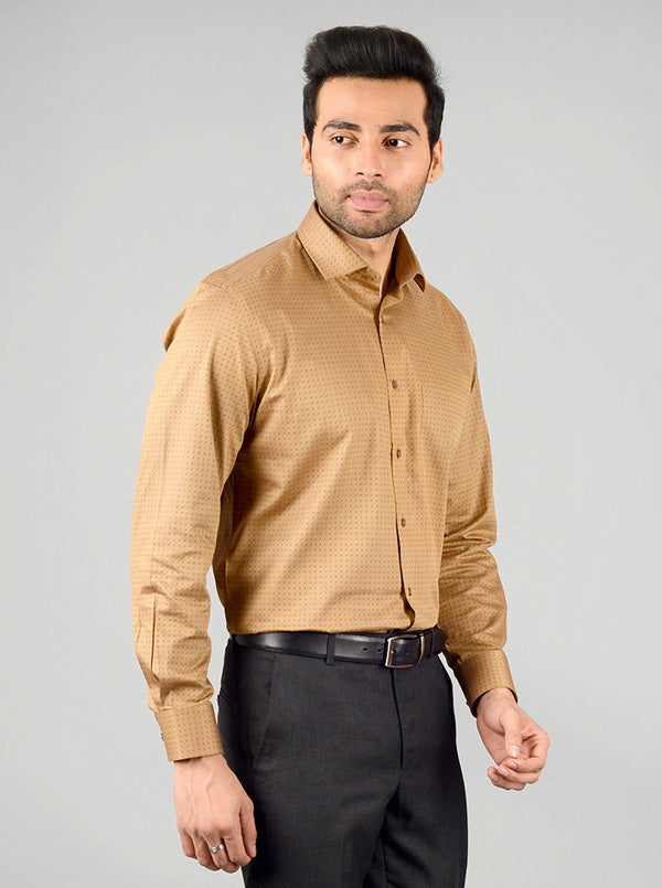 Tortilla Brown Dobby Regular Fit Formal Shirt | Greenfibre