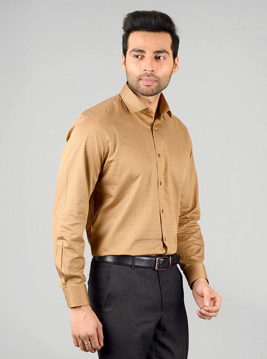 Tortilla Brown Dobby Regular Fit Formal Shirt | Greenfibre