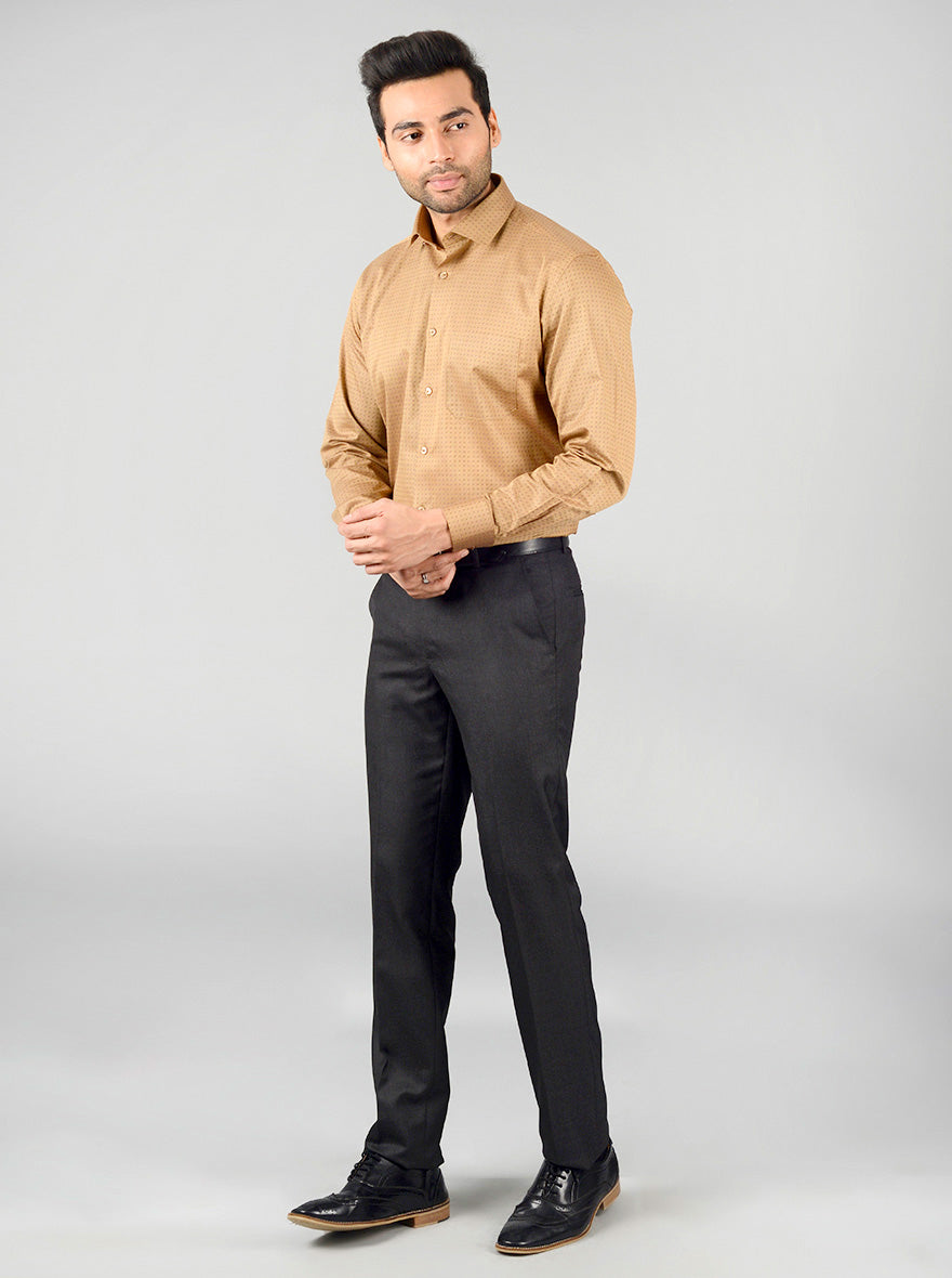 Tortilla Brown Dobby Regular Fit Formal Shirt | Greenfibre