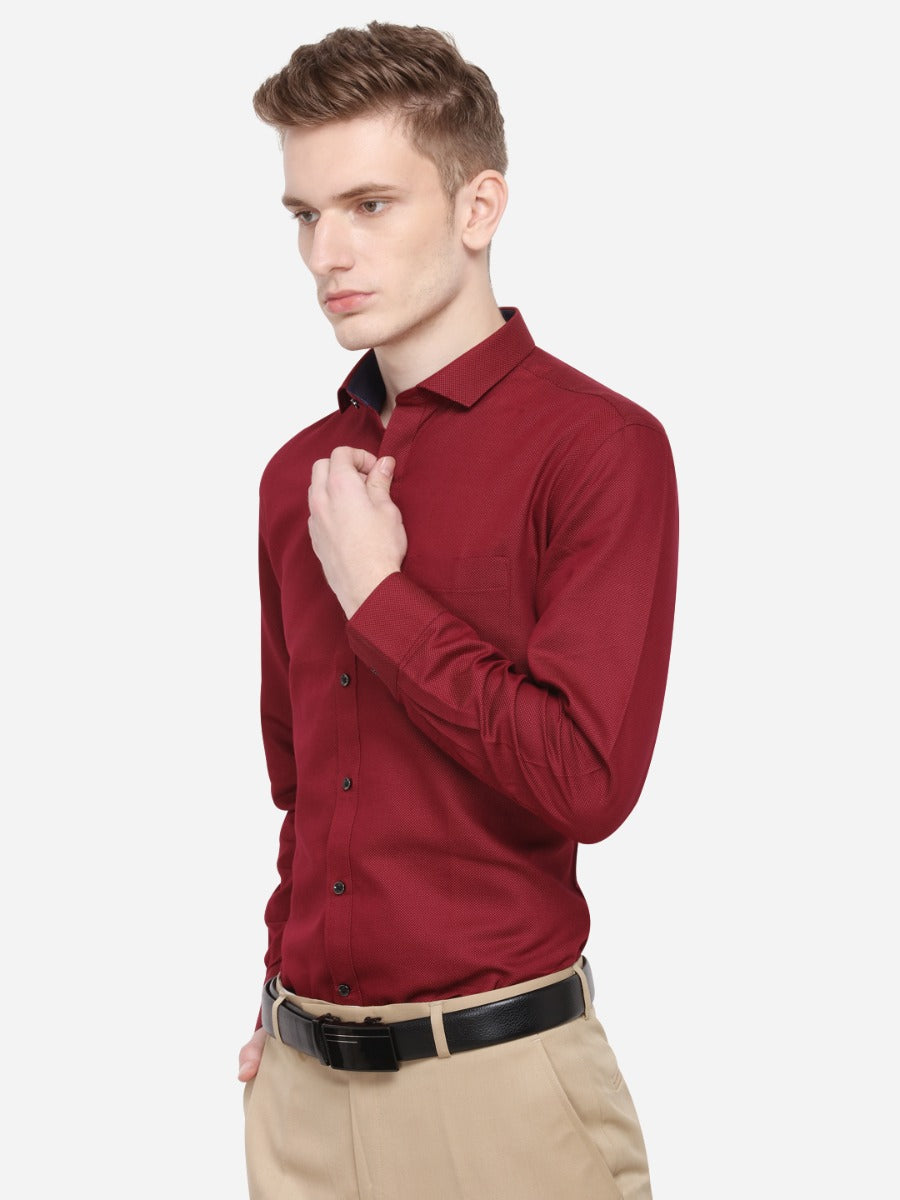 Maroon Solid Slim Fit Party Wear Shirt | Greenfibre