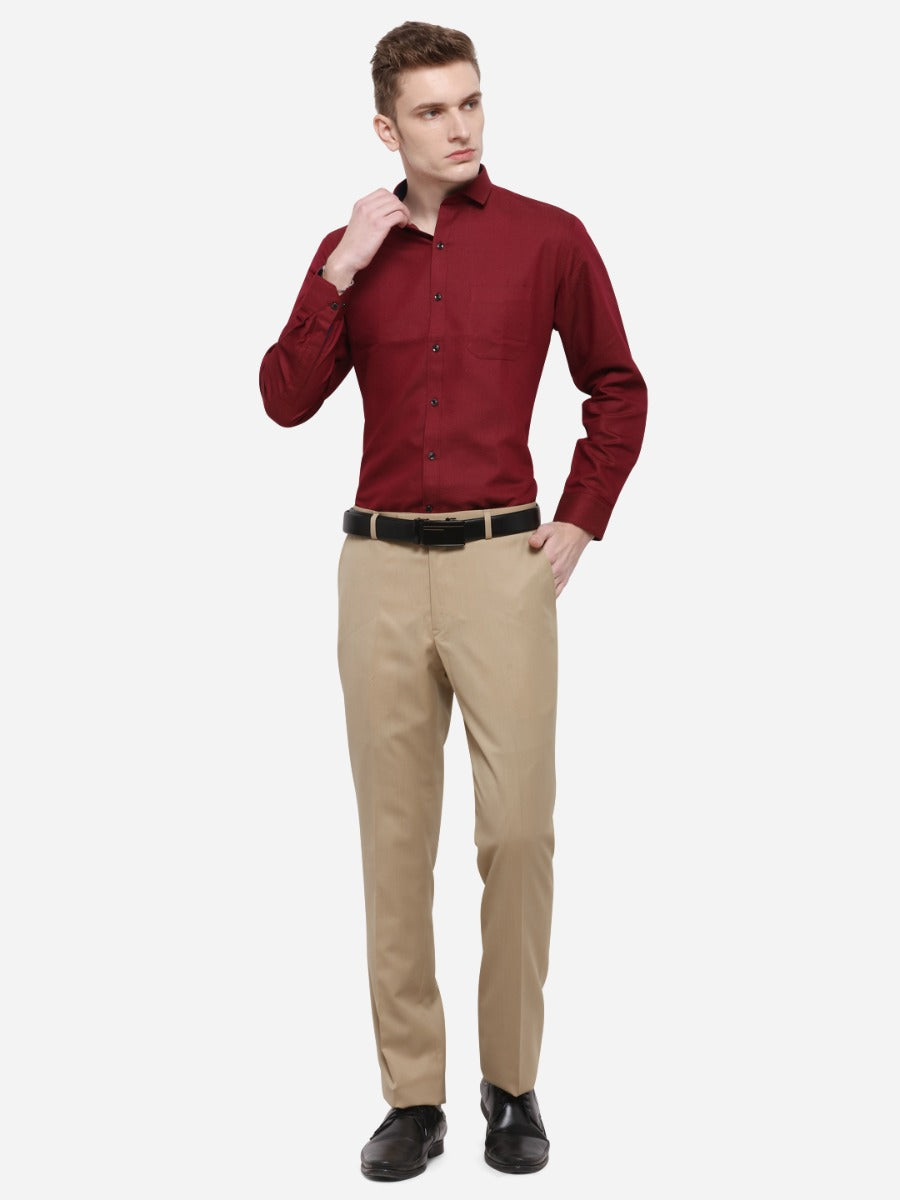 Maroon Solid Slim Fit Party Wear Shirt | Greenfibre