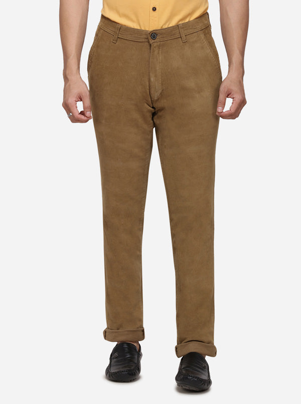 Khaki Solid Uno Fit Casual Trouser | JadeBlue Sport