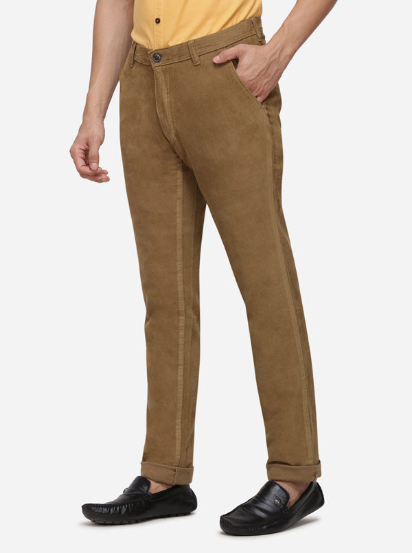 Khaki Solid Uno Fit Casual Trouser | JadeBlue Sport