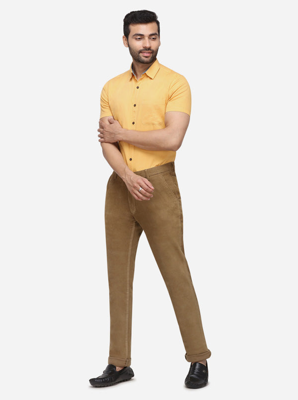 Khaki Solid Uno Fit Casual Trouser | JadeBlue Sport