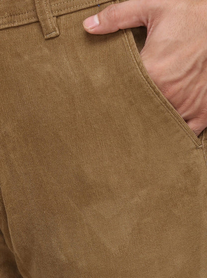Khaki Solid Uno Fit Casual Trouser | JadeBlue Sport