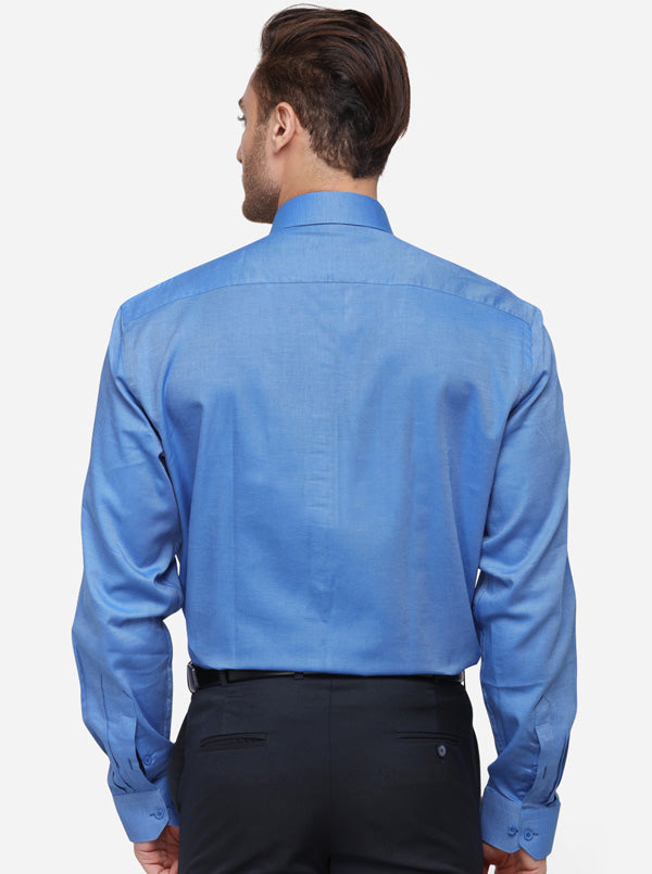 Dark Blue Solid Regular Fit Formal Shirt | JadeBlue