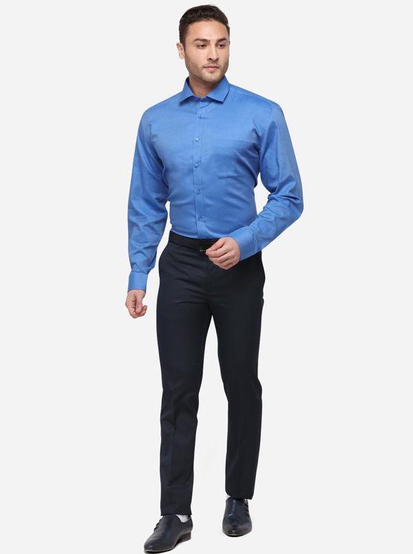Dark Blue Solid Regular Fit Formal Shirt | JadeBlue