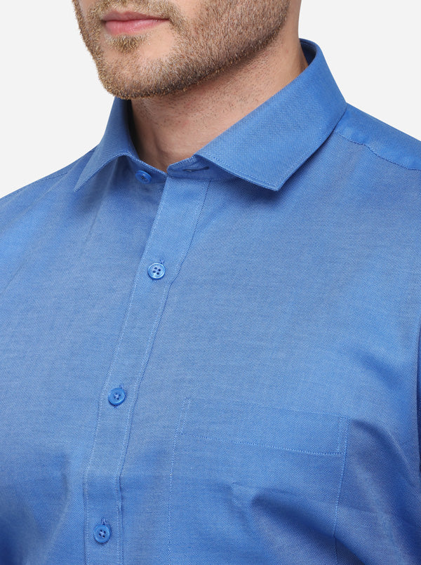 Dark Blue Solid Regular Fit Formal Shirt | JadeBlue