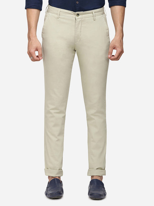 Light Pista Solid Super Slim Fit Casual Trouser | Greenfibre