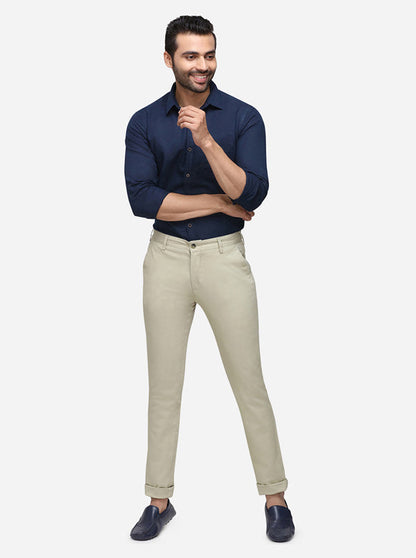 Light Pista Solid Super Slim Fit Casual Trouser | Greenfibre