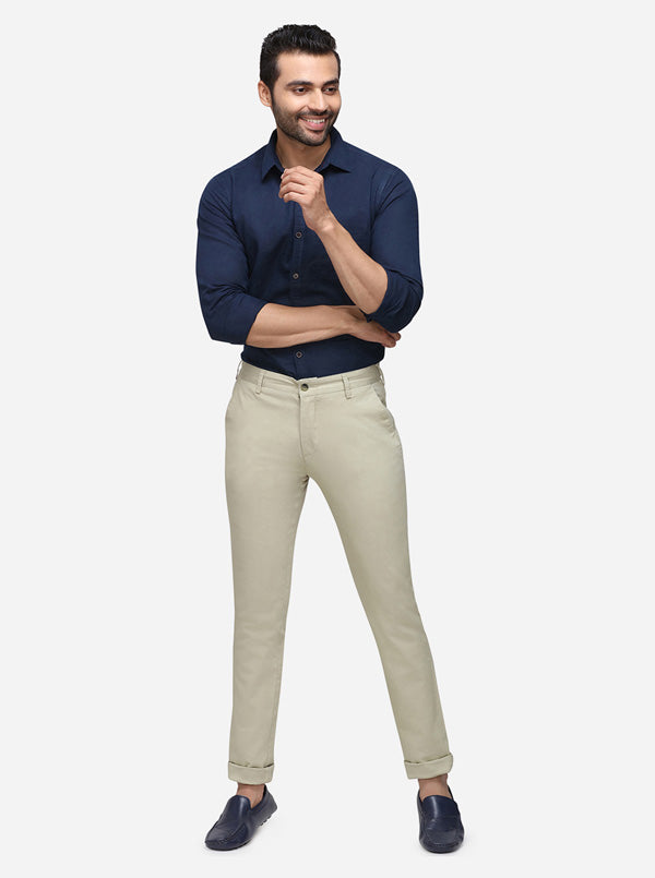 Light Pista Solid Super Slim Fit Casual Trouser | Greenfibre
