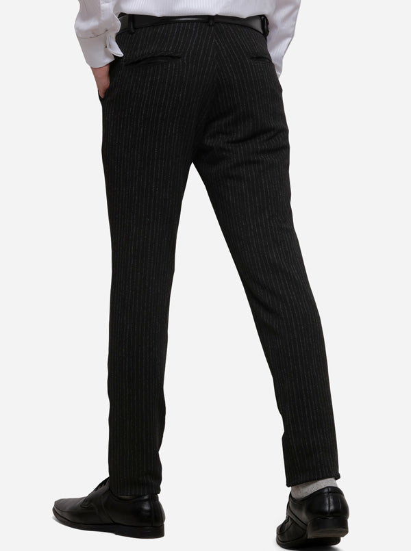 Black Striped Slim Fit Formal Trouser | JB Studio