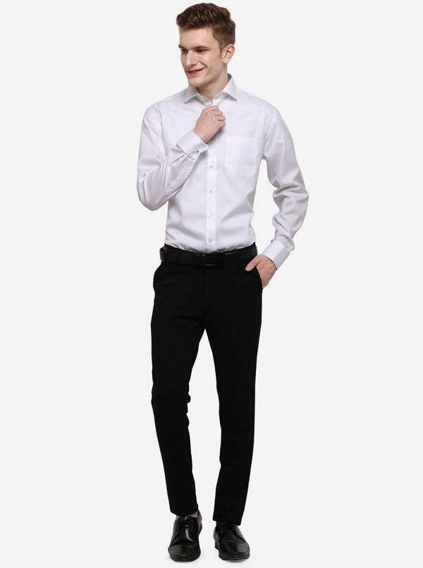 Black Striped Slim Fit Formal Trouser | JB Studio