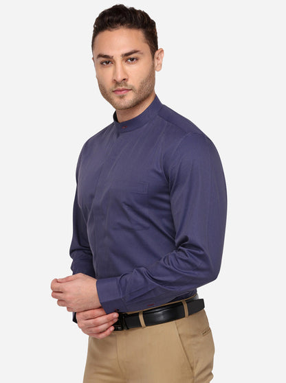 Royal Blue Striped Slim Fit Formal Shirt | Greenfibre