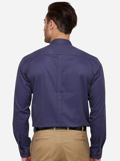 Royal Blue Striped Slim Fit Formal Shirt | Greenfibre
