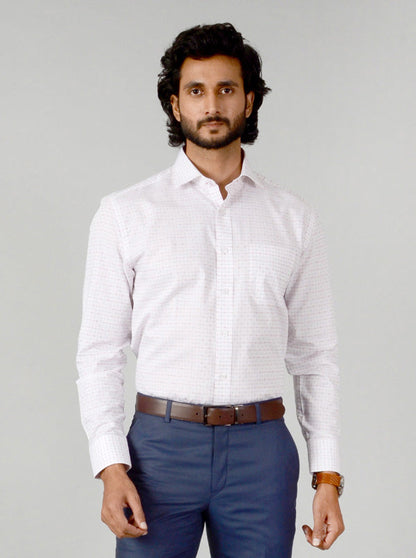 White & Red Checked Slim Fit Formal Shirt | JadeBlue