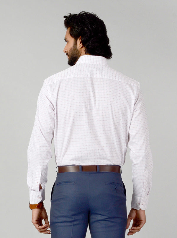 White & Red Checked Slim Fit Formal Shirt | JadeBlue