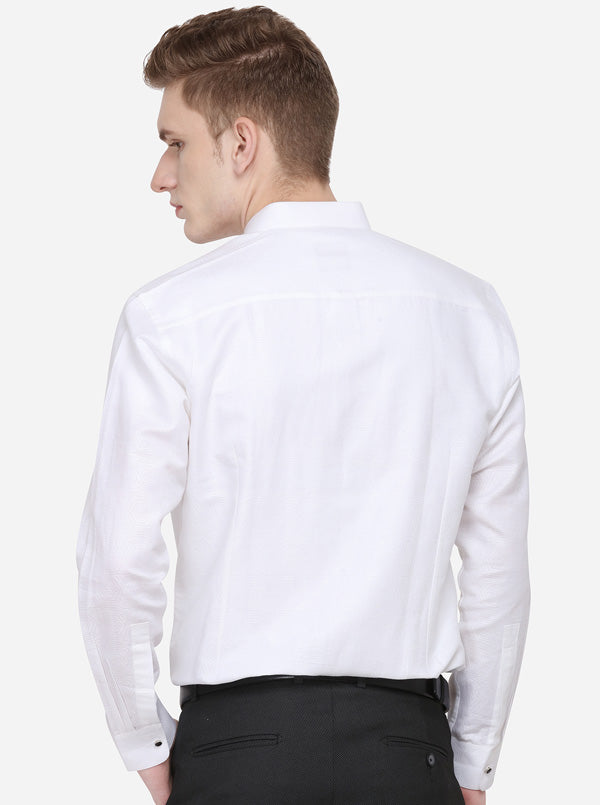 White Printed Slim Fit Party Wear Shirt | JB Studio