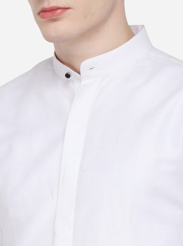 White Printed Slim Fit Party Wear Shirt | JB Studio