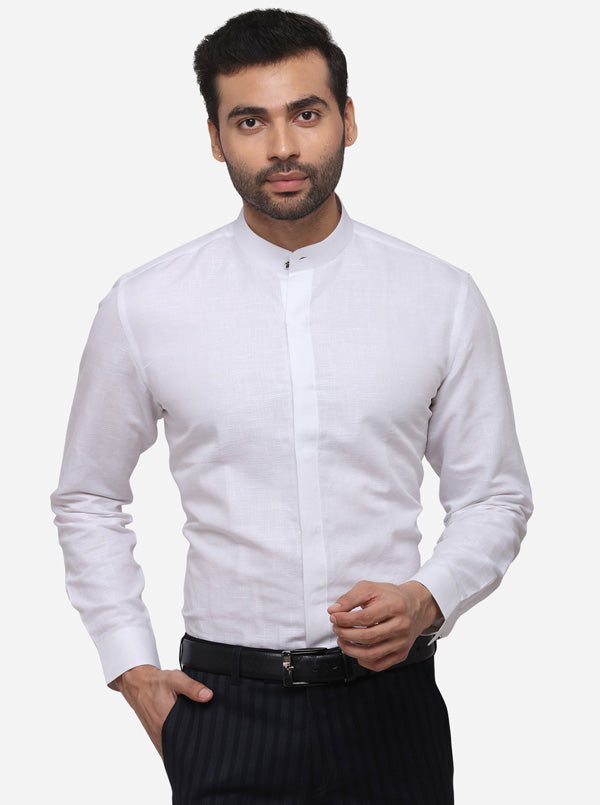 White Printed Slim Fit Party Wear Shirt | JB Studio