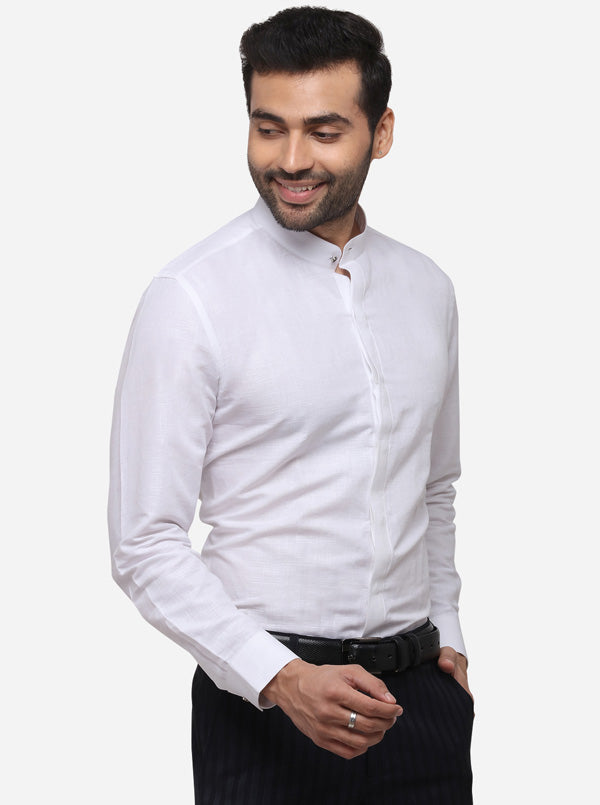 White Printed Slim Fit Party Wear Shirt | JB Studio