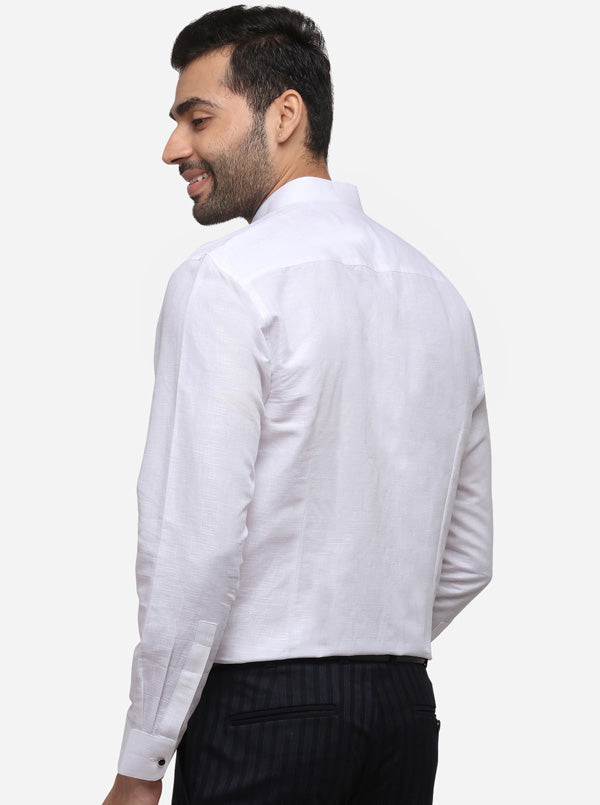 White Printed Slim Fit Party Wear Shirt | JB Studio