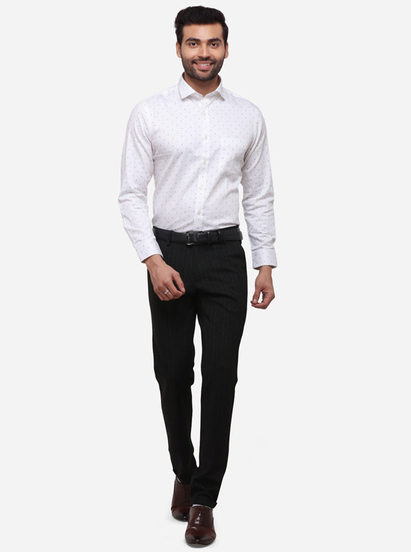 Black Slim Fit Striped Formal Trouser | JB Studio