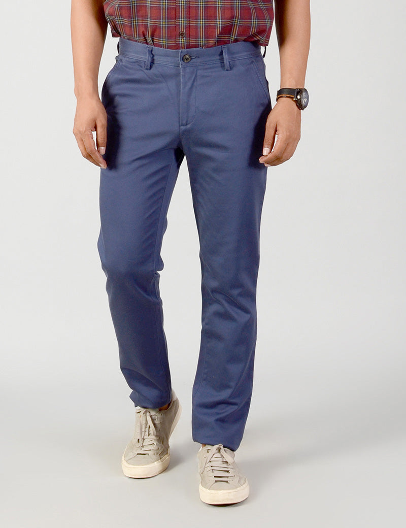 Ash Blue Solid Slim Fit Casual Trouser | JB Sport