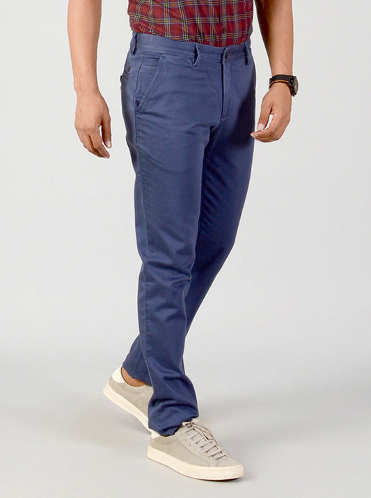 Ash Blue Solid Slim Fit Casual Trouser | JB Sport