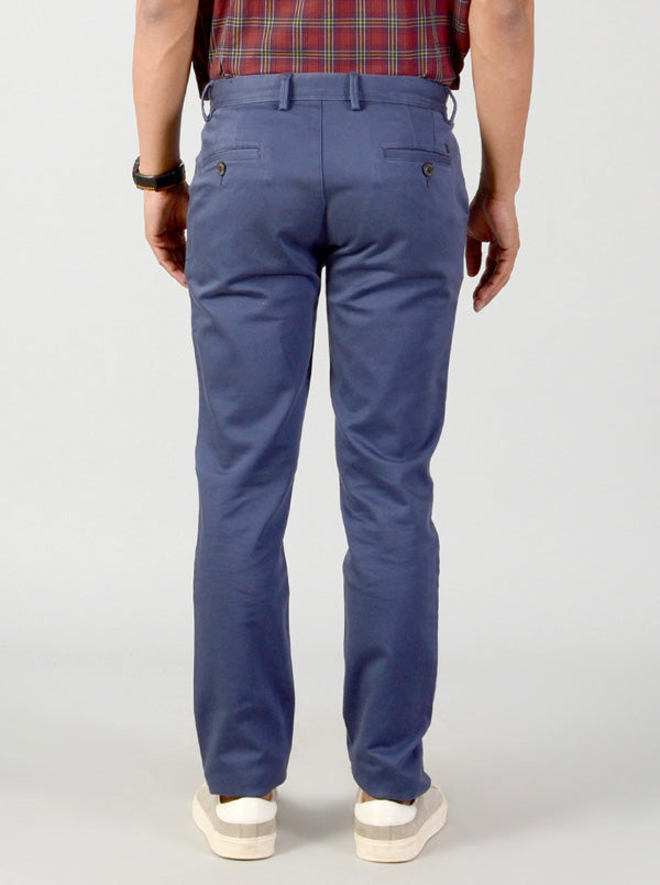 Ash Blue Solid Slim Fit Casual Trouser | JB Sport