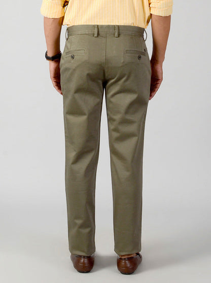 Olive Green Solid Slim Fit Casual Trouser | JB Sport