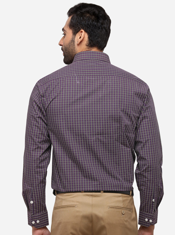 Purple Checked Regular Fit Formal Shirt | Greenfibre
