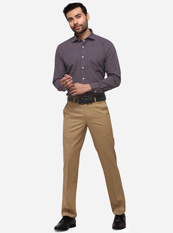 Purple Checked Regular Fit Formal Shirt | Greenfibre