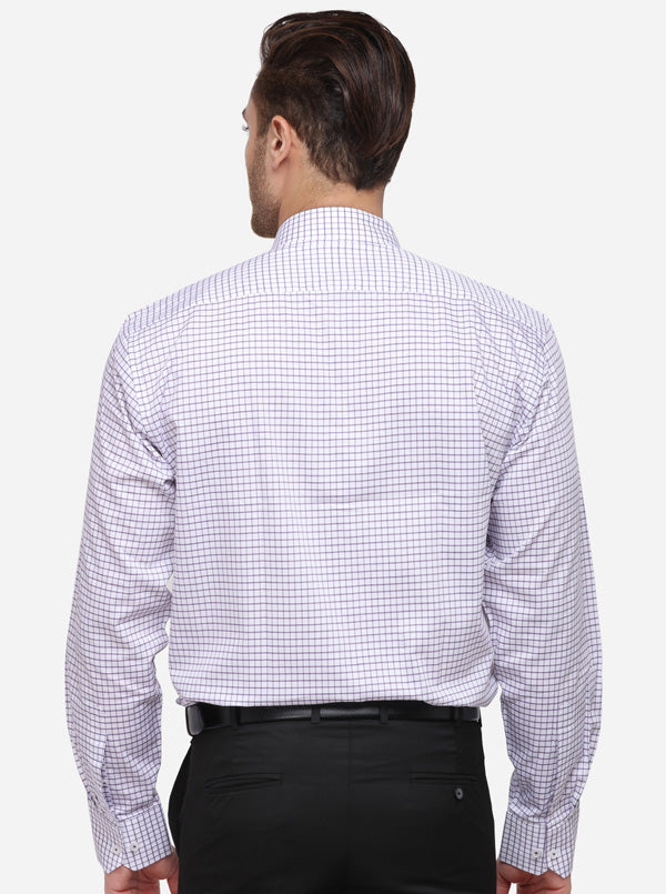 White & Purple Checked Smart Fit Formal Shirt | JadeBlue