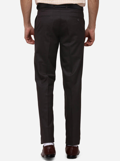 Brown Slim Fit Checked Formal Trouser | Greenfibre